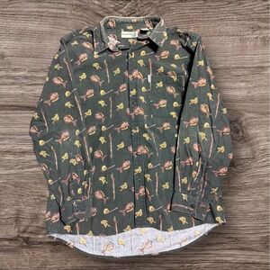 Vintage Fieldmaster Shirt Mens L Blue Fly Fishing Lure Button Down Cotton 90s